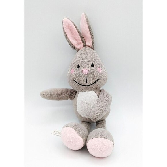 Barrons Educational Series Bunny Rabbit Plush Gray Pink 10" Stuffed Animal - Picture 1 of 4